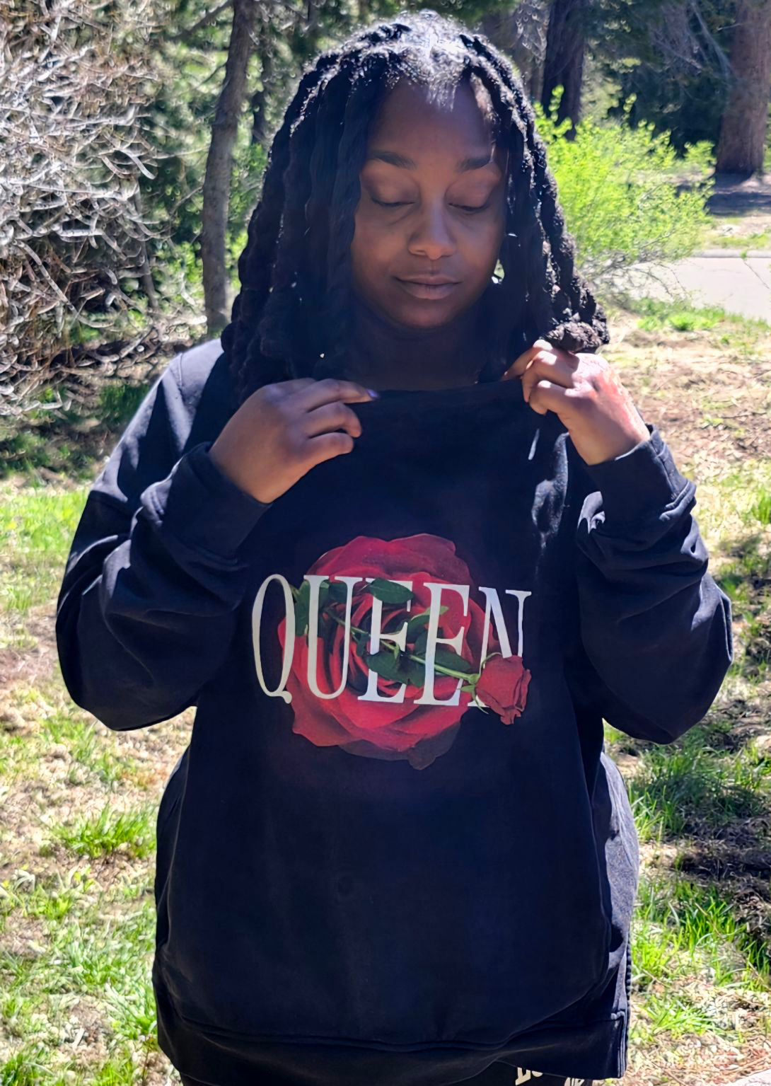 QUEEN Women's Slit Hem Turtleneck Hoodie