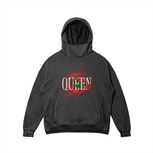 QUEEN Women's Slit Hem Turtleneck Hoodie