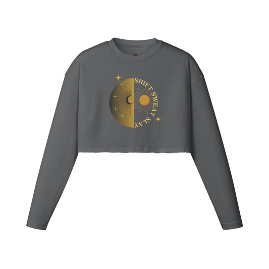 Shift Sweat Slay Women's Long Sleeve Crop Top